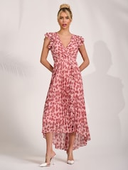 وردي - Jolie Moi Pleated Chiffon Dip Hem Maxi Dress - Image 1 of 6