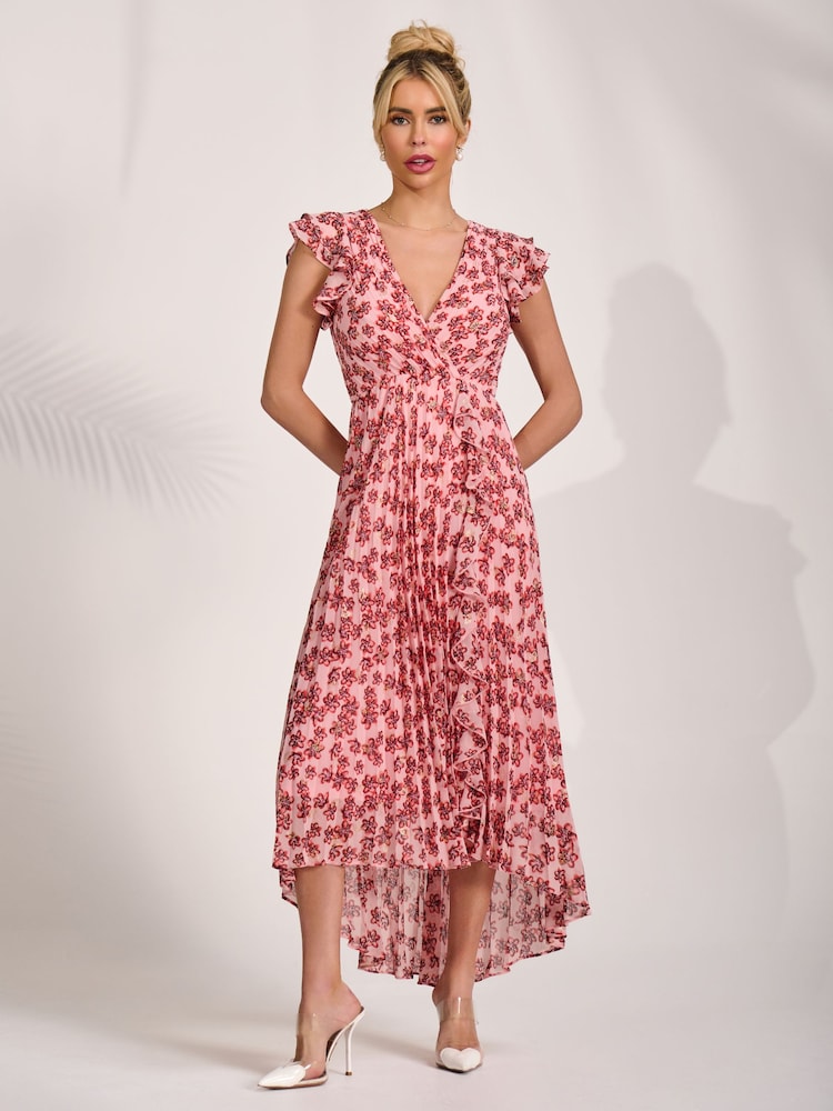 وردي - Jolie Moi Pleated Chiffon Dip Hem Maxi Dress - Image 1 of 6 وردي - Jolie Moi Pleated Chiffon Dip Hem Maxi Dress - Image 1 of 6