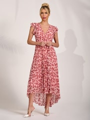 وردي - Jolie Moi Pleated Chiffon Dip Hem Maxi Dress - Image 4 of 6