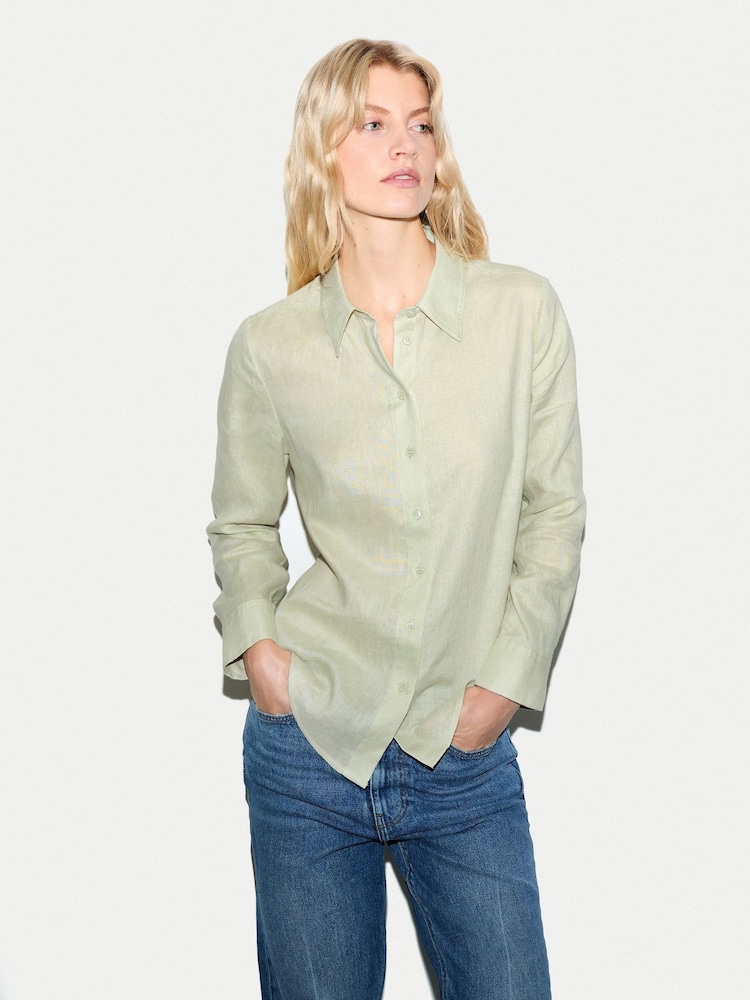 Jigsaw Green Classic Linen Shirt - Image 1 of 5