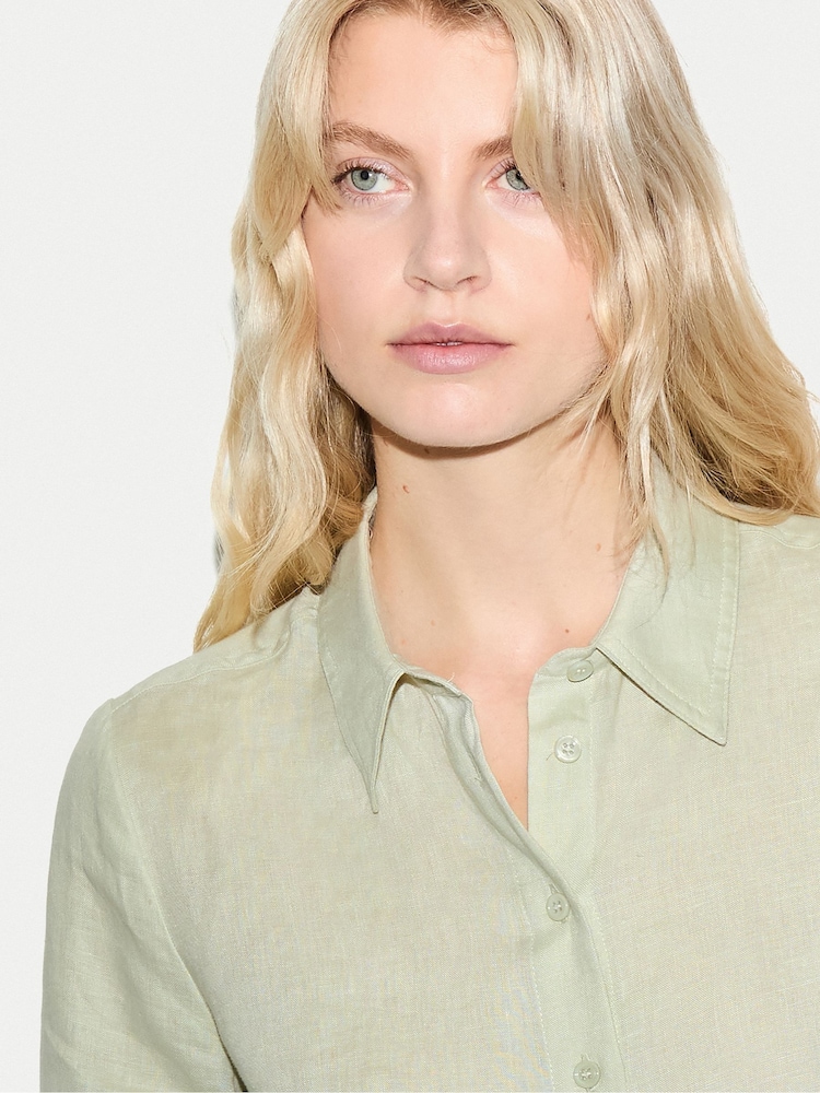 Jigsaw Green Classic Linen Shirt - Image 2 of 5