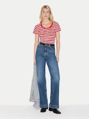 Jigsaw Red Cotton Slub Stripe Baby T-Shirt - Image 2 of 6