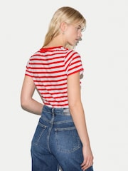 Jigsaw Red Cotton Slub Stripe Baby T-Shirt - Image 3 of 6