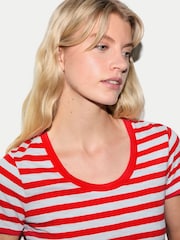 Jigsaw Red Cotton Slub Stripe Baby T-Shirt - Image 5 of 6