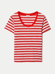 Jigsaw Red Cotton Slub Stripe Baby T-Shirt - Image 6 of 6