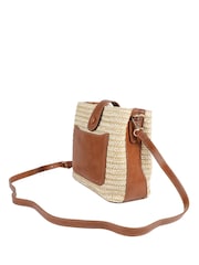 Pavers Brown Woven Shoulder Bag with Faux Leather Trim - Image 3 of 5