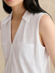 Hobbs White Anais Slub Shirt - Image 4 of 5