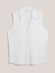 Hobbs White Anais Slub Shirt - Image 5 of 5