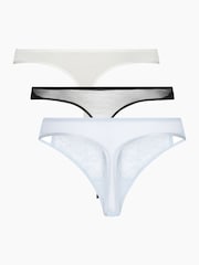 Hunkemoller White/Blue/Black Briar Thongs 3 Pack - Image 5 of 5