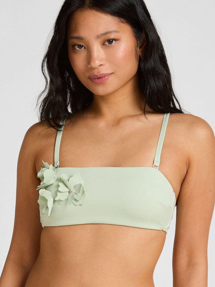 Hunkemoller Green Bandeau Tulum Bikini Top - Image 1 of 4