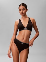Calvin Klein Black Stretch Graphic Monogram Microfibre Thong - Image 1 of 6