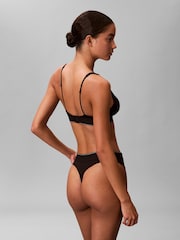 Calvin Klein Black Stretch Graphic Monogram Microfibre Thong - Image 4 of 6