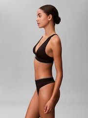 Calvin Klein Black Stretch Graphic Monogram Microfibre Thong - Image 5 of 6