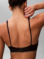 Calvin Klein Black Triangle Bralette - Graphic Monogram Microfibre Stretch - Image 4 of 6