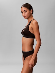 Calvin Klein Black Triangle Bralette - Graphic Monogram Microfibre Stretch - Image 5 of 6