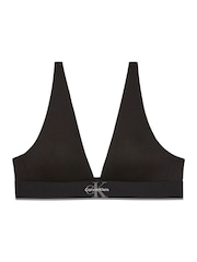 Calvin Klein Black Triangle Bralette - Graphic Monogram Microfibre Stretch - Image 6 of 6