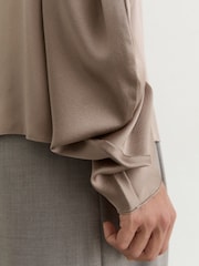Reiss Neutral Meena Silk High-Neck Blouse - Image 5 of 8