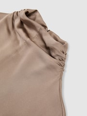 Reiss Neutral Meena Silk High-Neck Blouse - Image 8 of 8