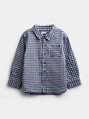 JoJo Maman Bébé Navy Blue Gingham Long Sleeve Shirt - Image 1 of 4