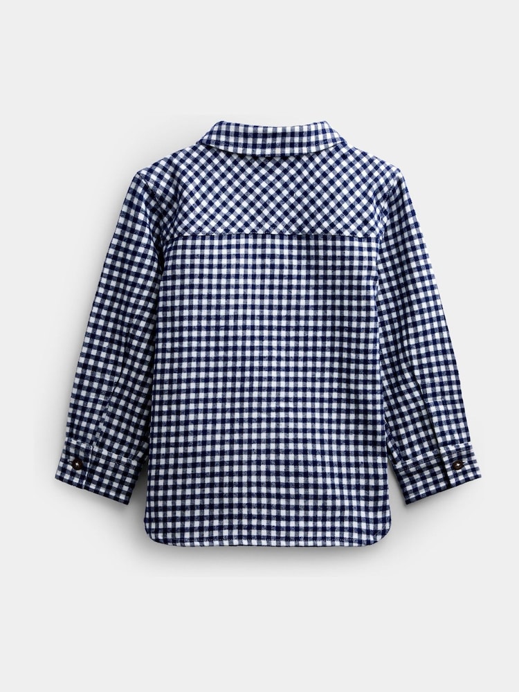 JoJo Maman Bébé Navy Blue Gingham Long Sleeve Shirt - Image 2 of 4 JoJo Maman Bébé Navy Blue Gingham Long Sleeve Shirt - Image 2 of 4