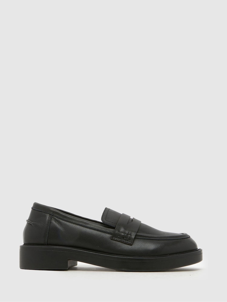 Schuh Black Lipbalm Leather Loafers - Image 1 of 4 Schuh Black Lipbalm Leather Loafers - Image 1 of 4