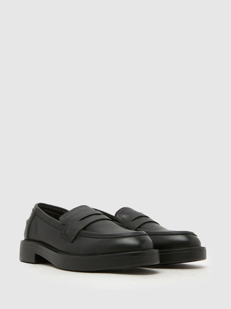 Schuh Black Lipbalm Leather Loafers - Image 2 of 4 Schuh Black Lipbalm Leather Loafers - Image 2 of 4
