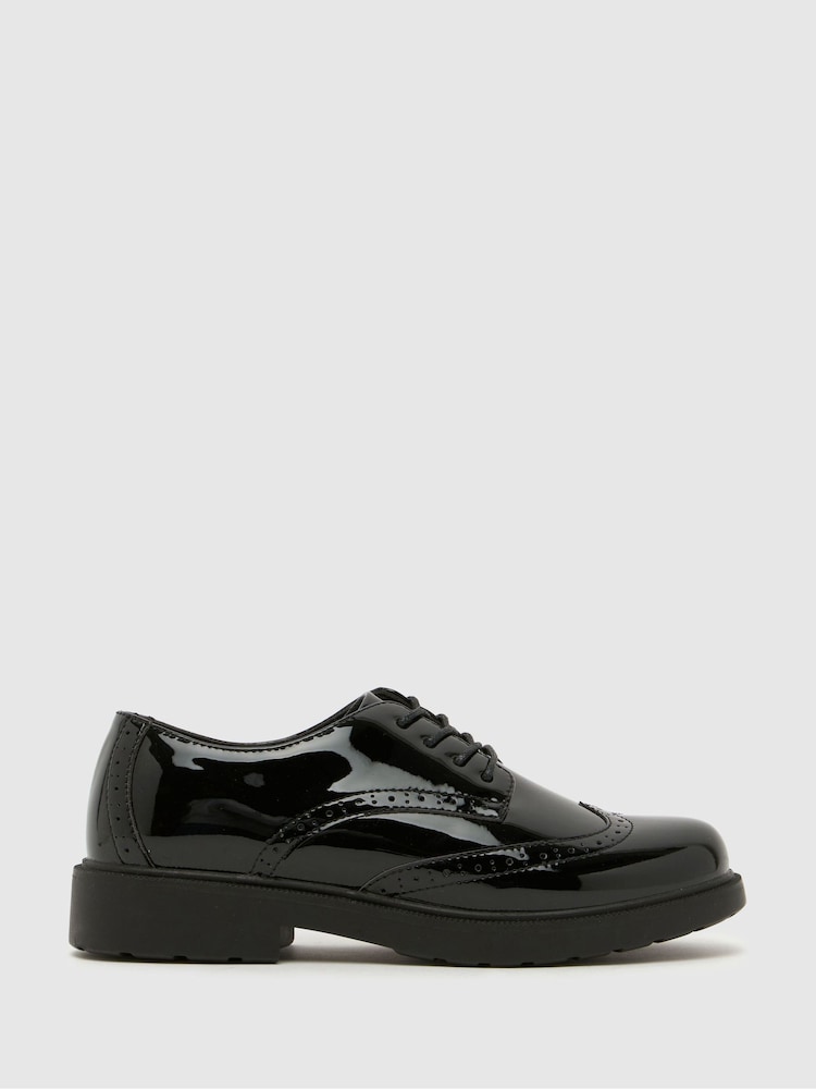 Schuh Black Locket Brogue Lace Up Shoes - Image 1 of 4 Schuh Black Locket Brogue Lace Up Shoes - Image 1 of 4