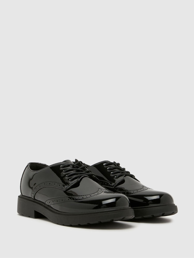 Schuh Black Locket Brogue Lace Up Shoes - Image 2 of 4 Schuh Black Locket Brogue Lace Up Shoes - Image 2 of 4