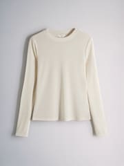 The Set Premium Sheer Long Sleeve Crew Neck T-Shirt With Wool Cream - Image 1 of 3