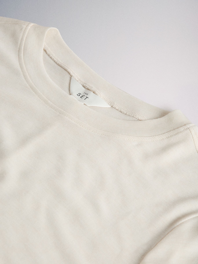 The Set Premium Sheer Long Sleeve Crew Neck T-Shirt With Wool Cream - Image 3 of 3