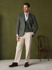 Khaki Green Wool Blend Donegal Textured Waistcoat - Image 2 of 4