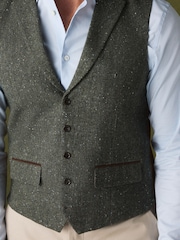 Khaki Green Wool Blend Donegal Textured Waistcoat - Image 4 of 4