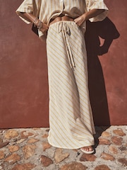 Ocru/Galben Dungă - Column Skirt with Linen - Imaginea 1 din 4
