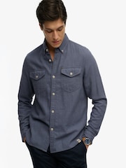 Superdry Blue The Merchant Store- Lite Long Sleeve Shirt - Image 1 of 7