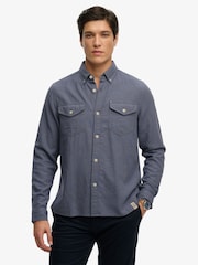 Superdry Blue The Merchant Store- Lite Long Sleeve Shirt - Image 2 of 7