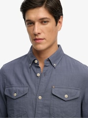 Superdry Blue The Merchant Store- Lite Long Sleeve Shirt - Image 5 of 7