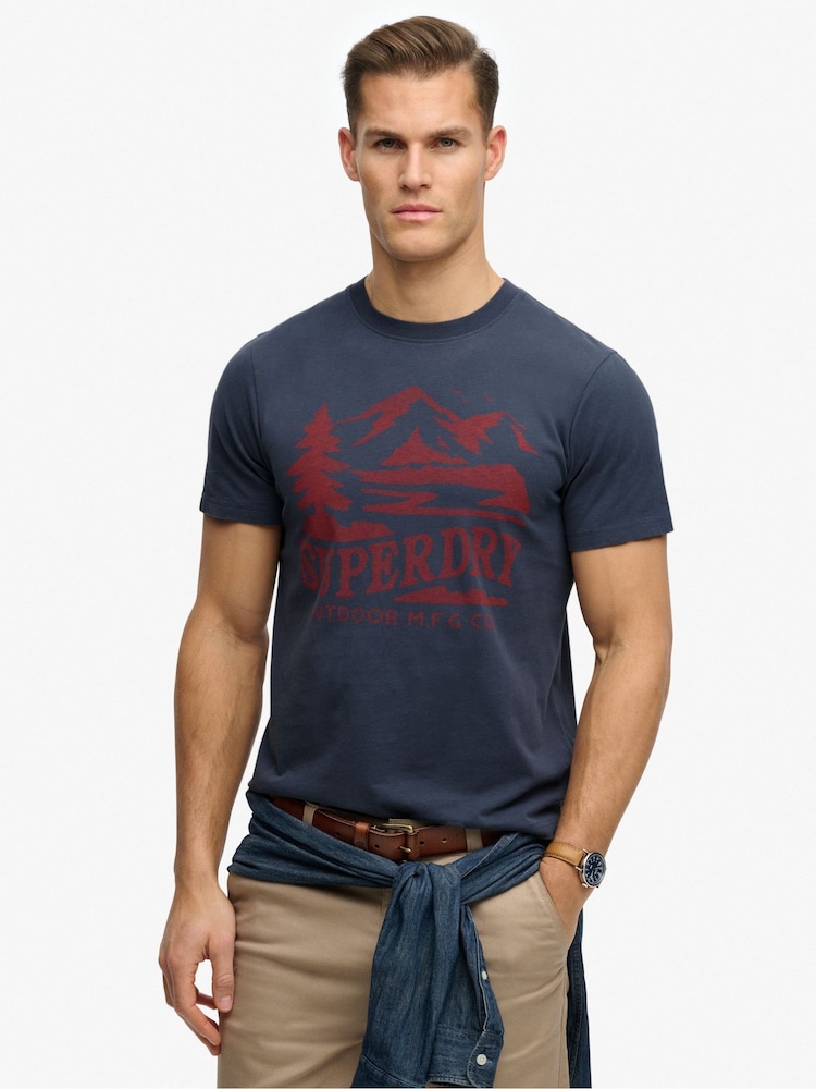 Superdry Blue Retro Outdoor Relaxed T-Shirt - Image 2 of 7