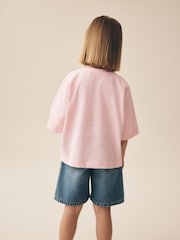 Light Pink Stripe Sequin Heart T-Shirt (3-16yrs) - Image 3 of 4