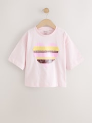 Light Pink Stripe Boxy Sequin Heart T-Shirt (3-16yrs) - Image 5 of 8