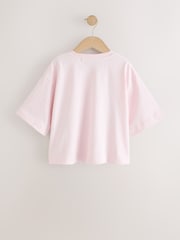 Light Pink Stripe Boxy Sequin Heart T-Shirt (3-16yrs) - Image 6 of 8