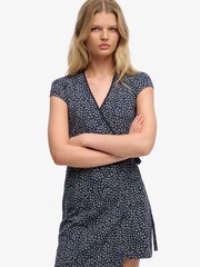 Superdry Blue Athletic Essential Wrap Dress - Image 1 of 6