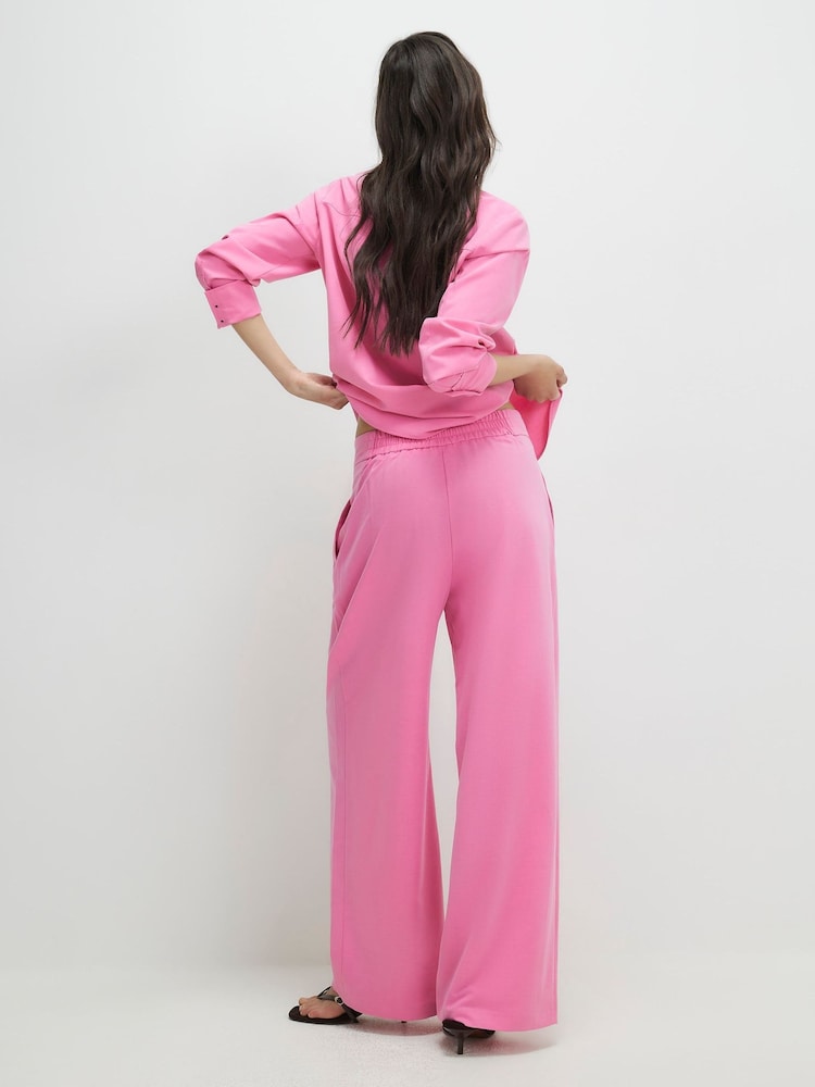 River Island Pink High Rise Wide Leg Trousers - Image 2 of 4 River Island Pink High Rise Wide Leg Trousers - Image 2 of 4