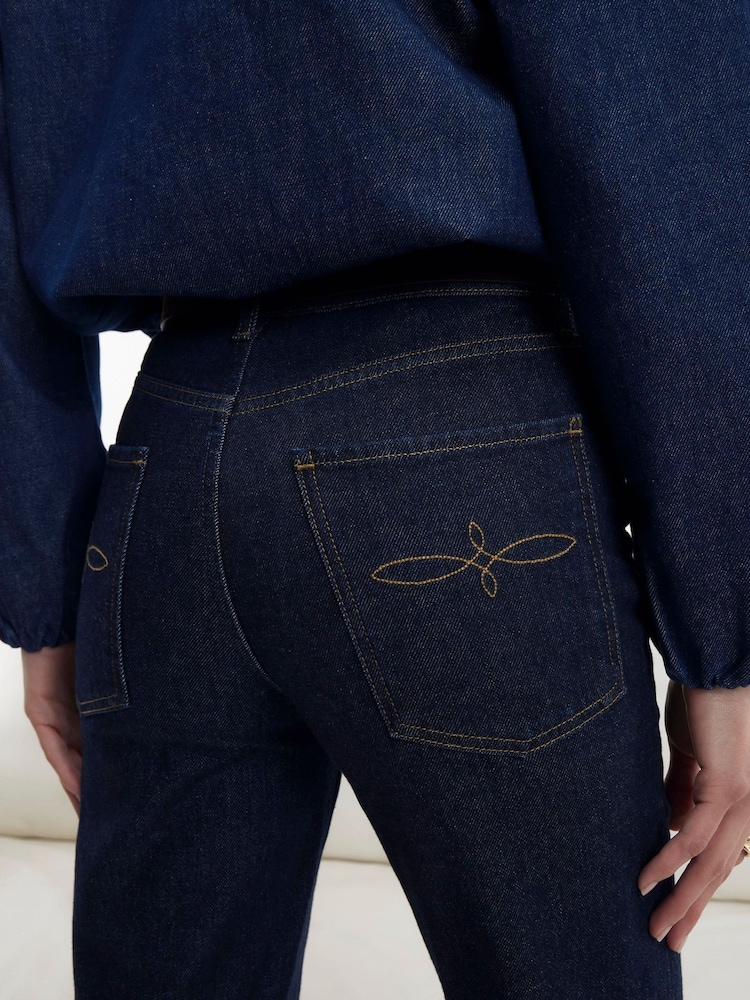 River Island Blue High Rise Belted Stretch Straight Jeans - Image 4 of 4