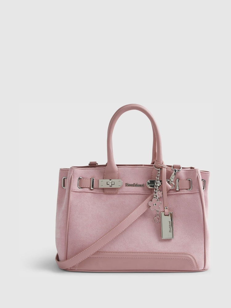 River Island Pink Soft Lock Front Tote Bag - Image 1 of 5