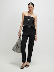 River Island Black Belted Slim Leg Trousers - Image 1 of 4
