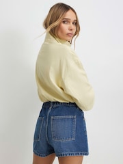 River Island Blue High Rise Elasticated A Line Denim Shorts - Image 4 of 4