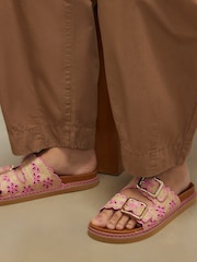River Island Brown Tipped Scallop Buckle Strap Sandals - Image 1 of 6