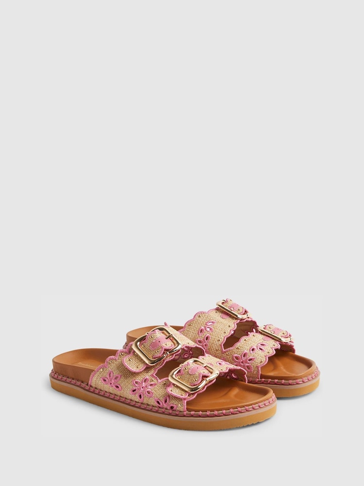 River Island Brown Tipped Scallop Buckle Strap Sandals - Image 2 of 6 River Island Brown Tipped Scallop Buckle Strap Sandals - Image 2 of 6