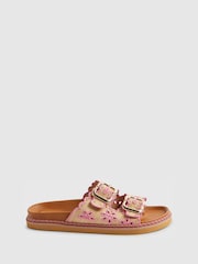 River Island Brown Tipped Scallop Buckle Strap Sandals - Image 3 of 6