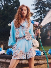 River Island Blue Boarder Print Shorts - Image 1 of 6